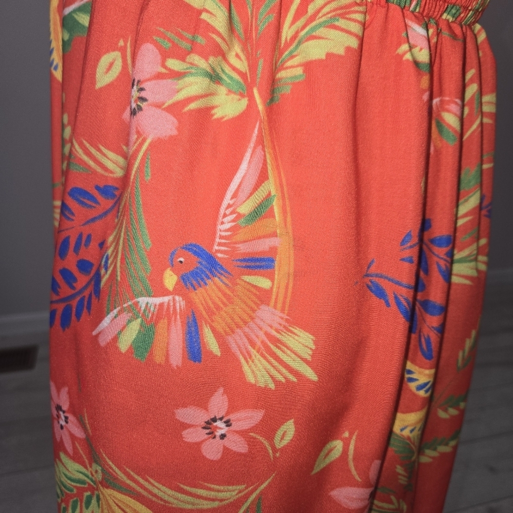 Chelsea & Violet Orange Tropical Print Spaghetti Strap Maxi Dress Size 2 - Picture 4 of 10